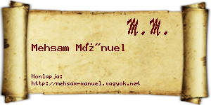 Mehsam Mánuel névjegykártya